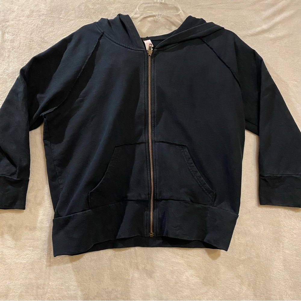 Victoria’s Secret Hoodie Women Large Black FullZip Jacket Rhinestones Skull